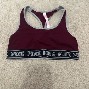 PINK Victoria's Secret Maroon and Gray Sports Bra